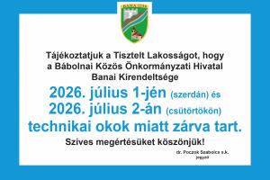 Technikai szünet a hivatalban!